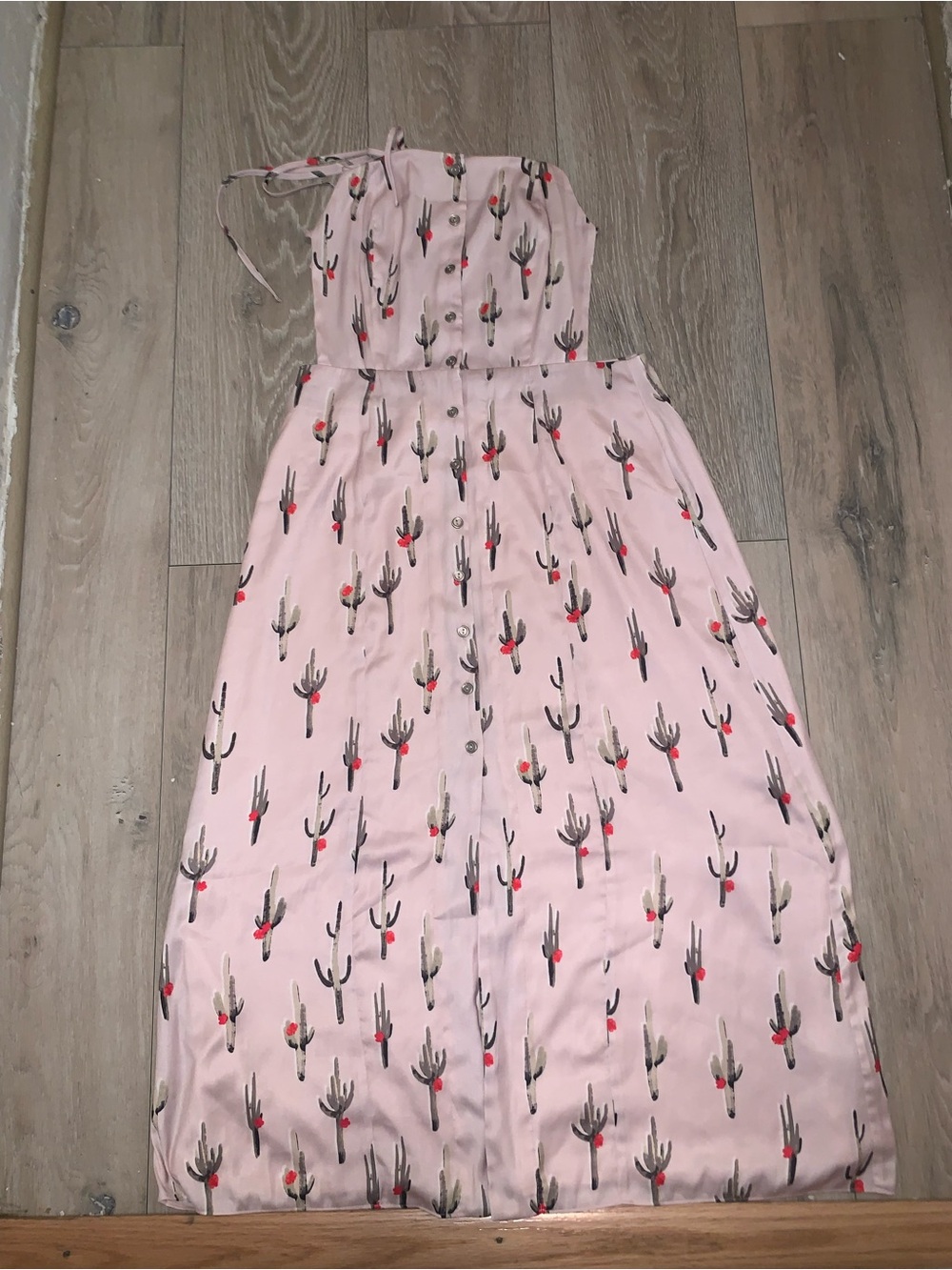 Dolce Vita Campbell Dress Cactus Print Pink Button-Front Maxi Dress Size: Medium